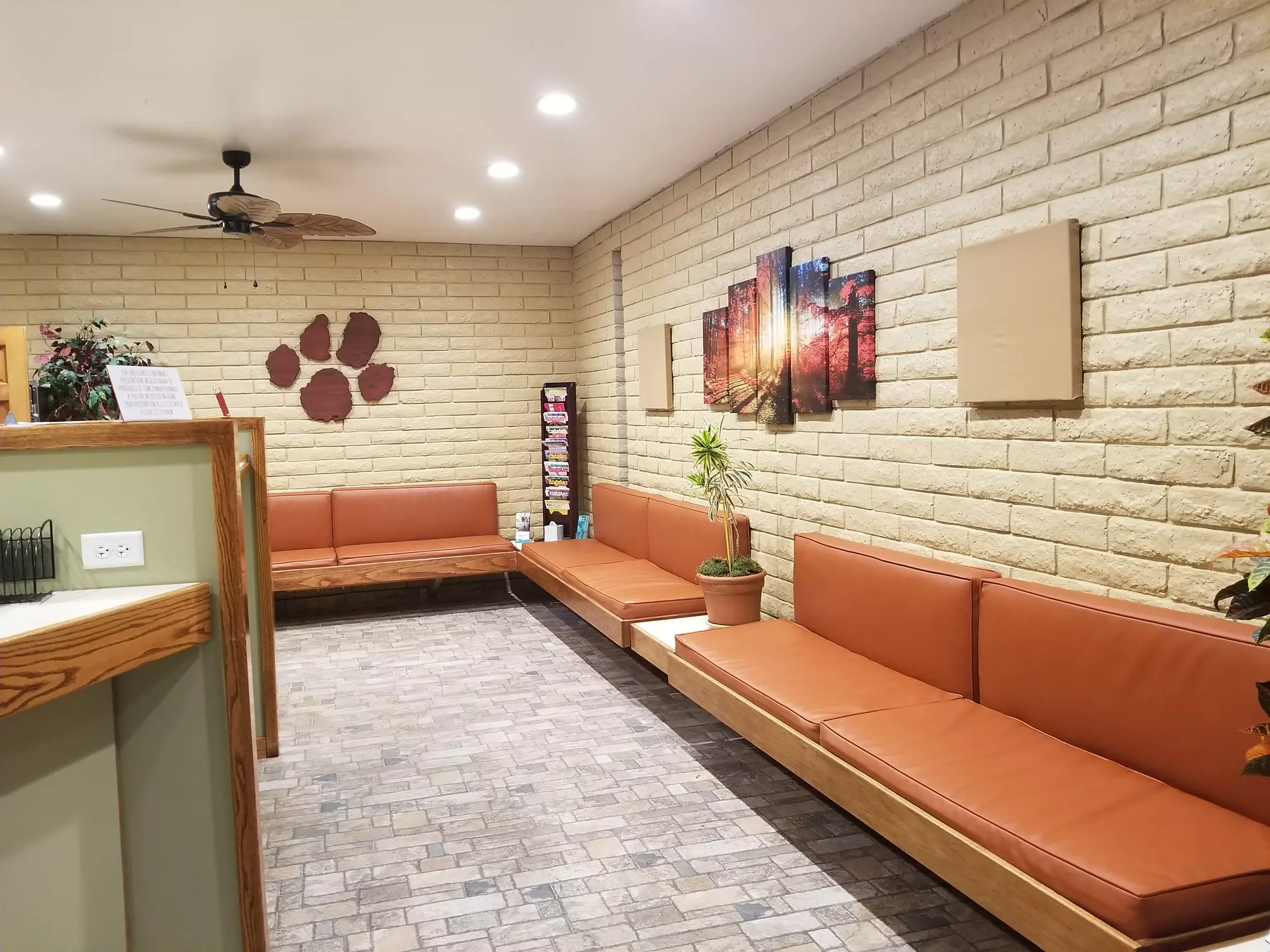 Reception and waiting area at Catalina Animal Hospital